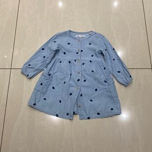 Zara Girl Toddler Blue Chambray Dotted Denim Jeans Dress Girl Size 3-4
